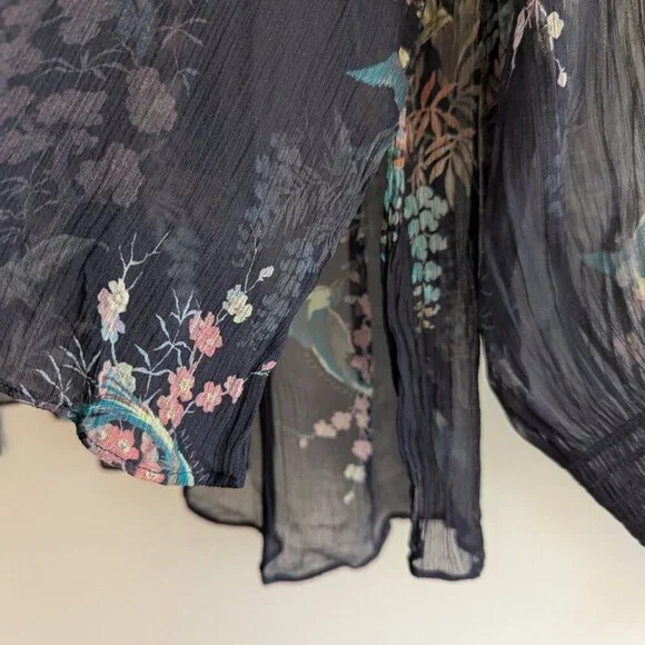 ALLSAINTS Lara Melisma Sheer Floral Print Blouse - Picture 14 of 15